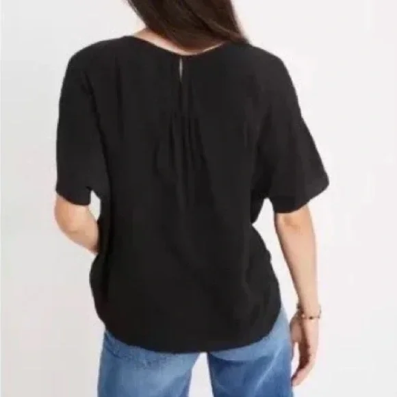 Like New Black Madewell Rhyme Top Short Sleeve Oversized Blouse Top - Picture 2 of 8